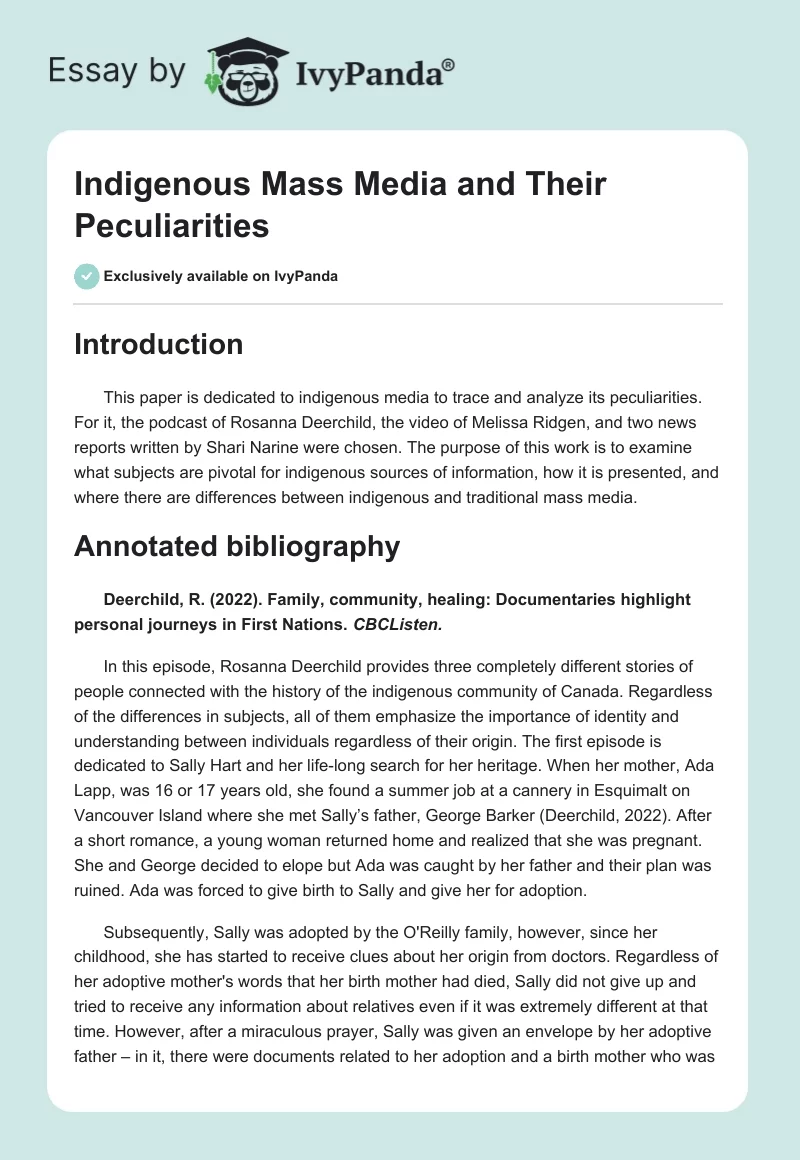 Indigenous Mass Media and Their Peculiarities. Page 1