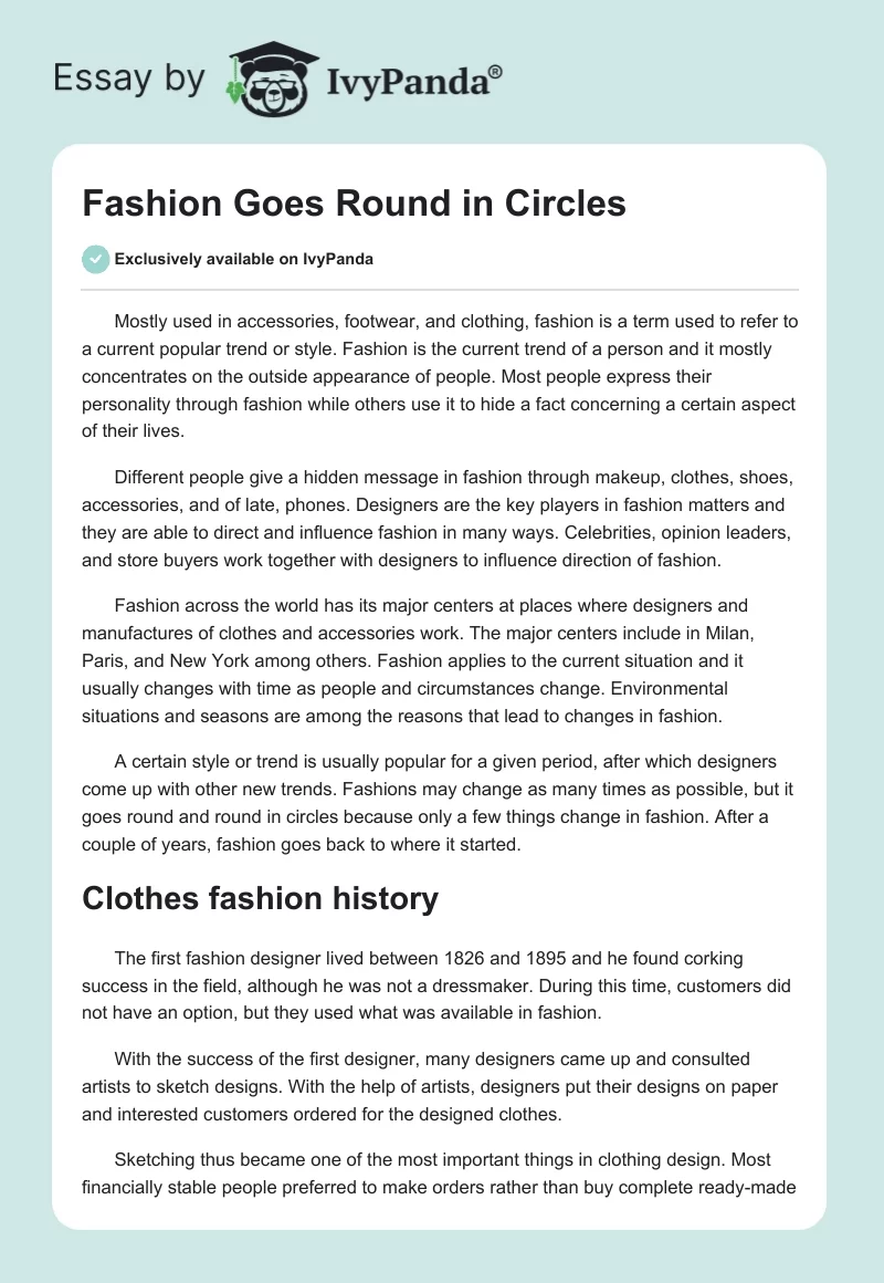 Fashion Goes Round in Circles. Page 1