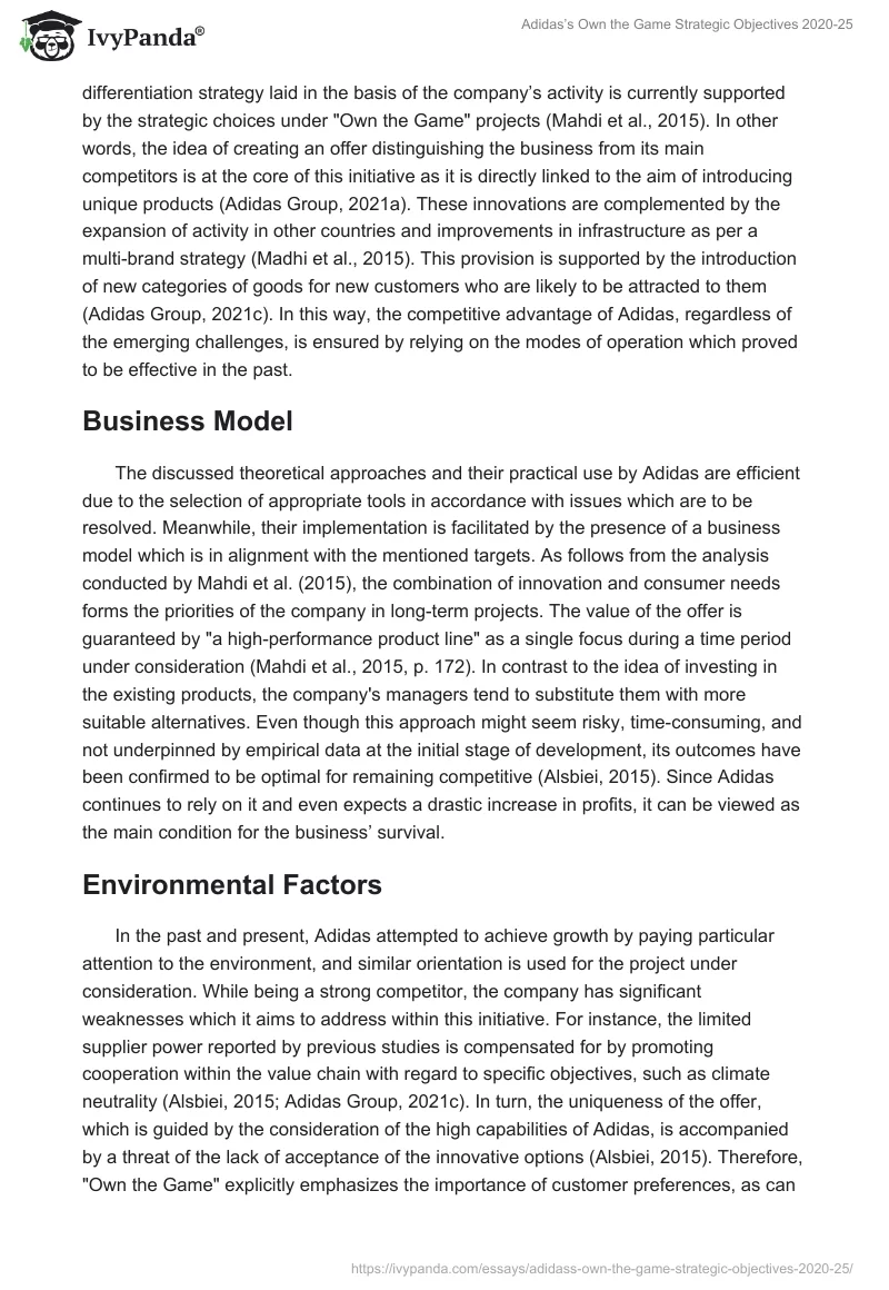 Adidas’s Own the Game Strategic Objectives 2020-25. Page 3