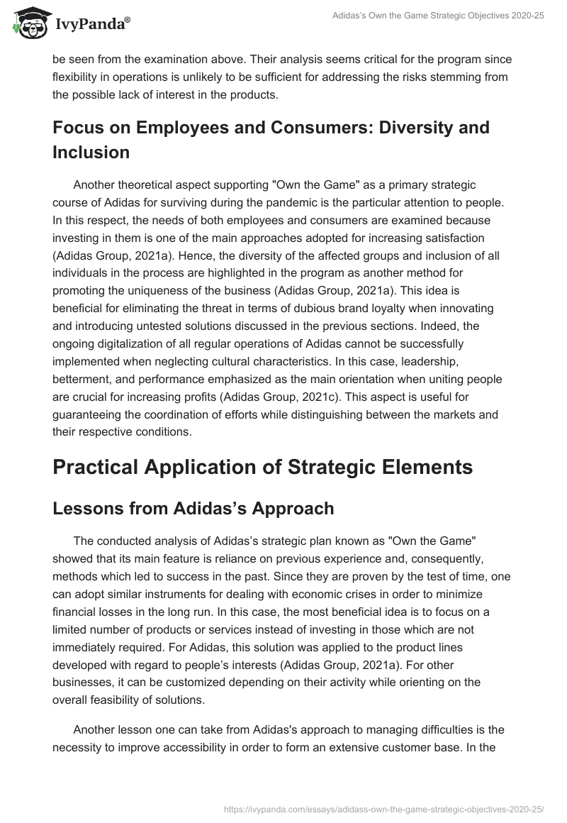 Adidas’s Own the Game Strategic Objectives 2020-25. Page 4