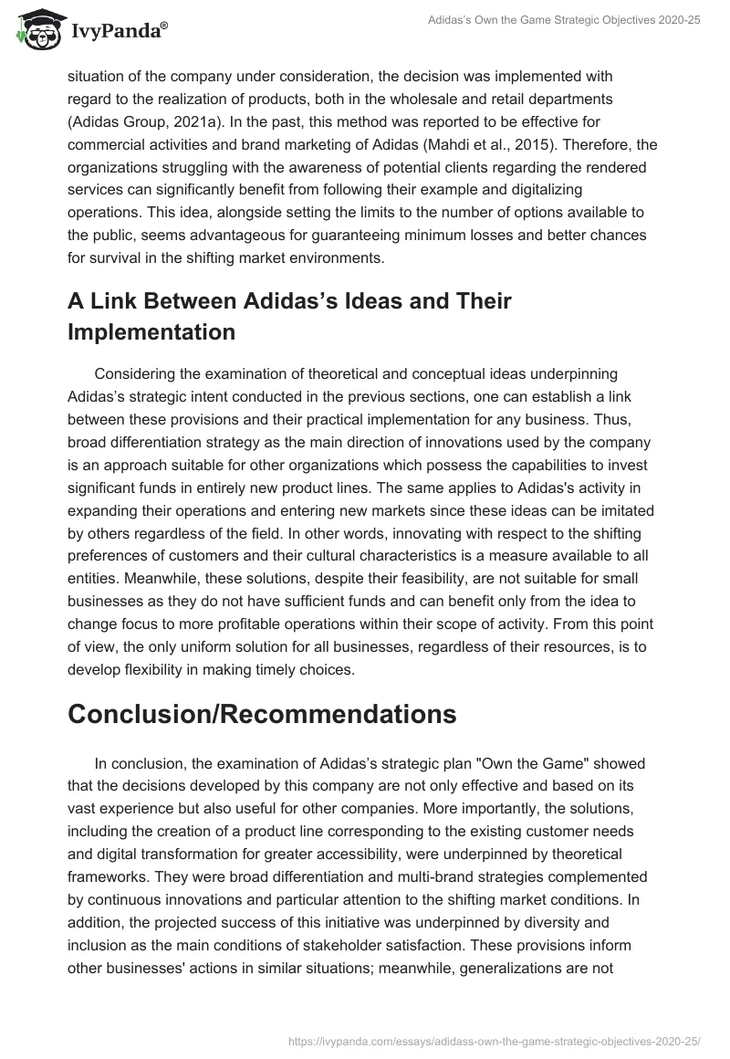 Adidas’s Own the Game Strategic Objectives 2020-25. Page 5