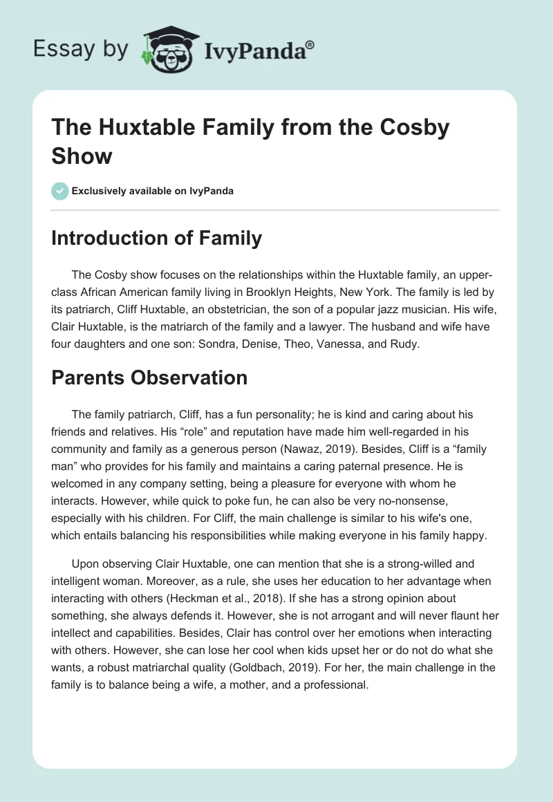The Huxtable Family from the Cosby Show. Page 1