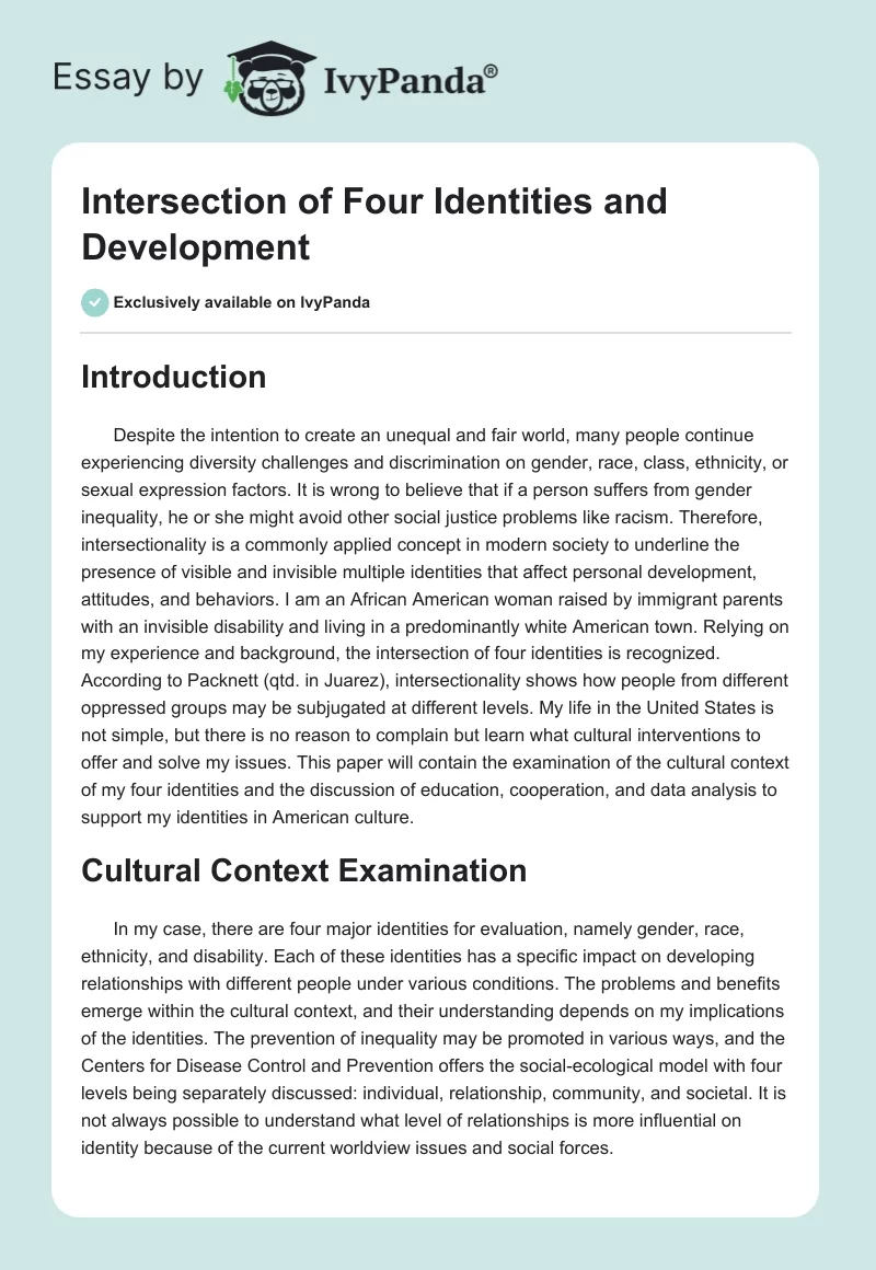 Intersection of Four Identities and Development. Page 1