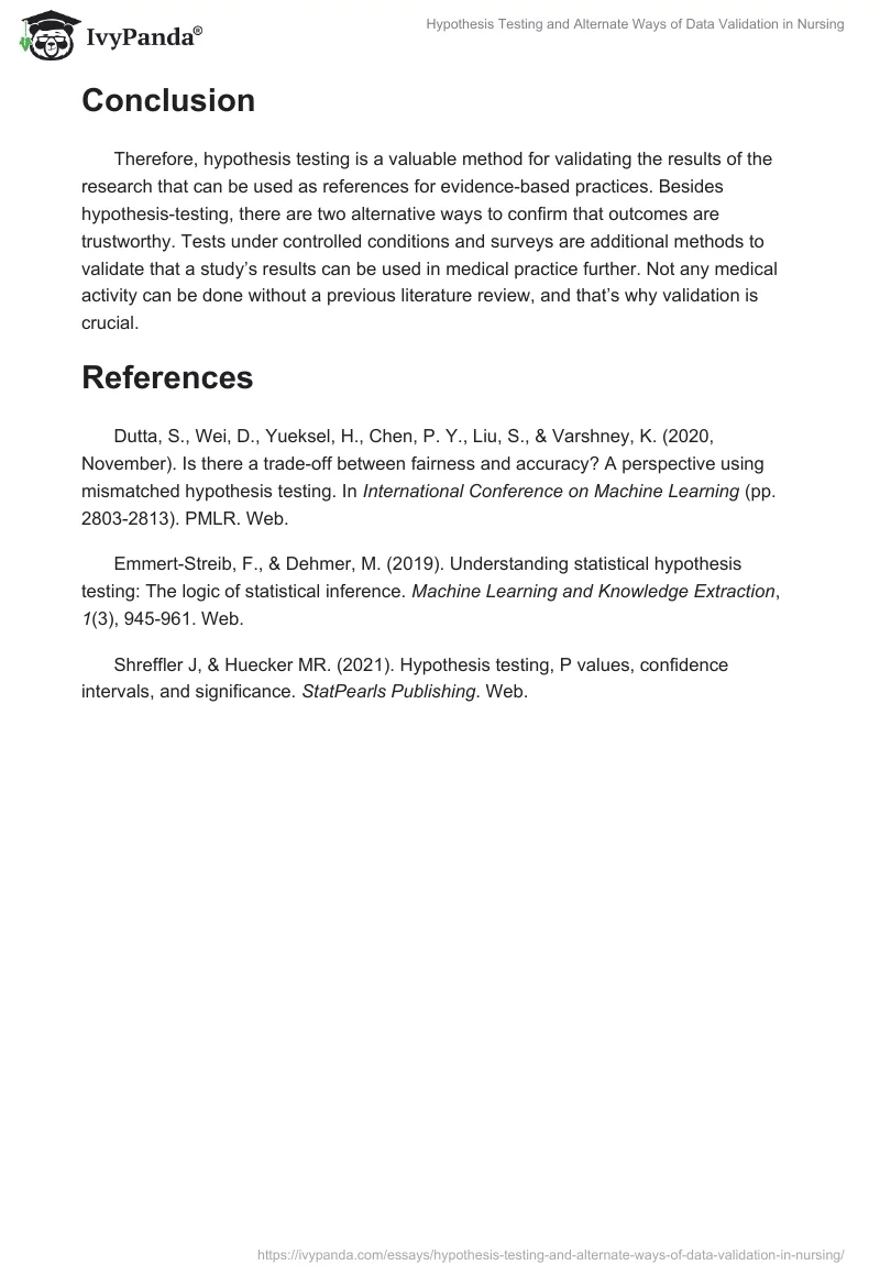 Hypothesis Testing and Alternate Ways of Data Validation in Nursing. Page 2