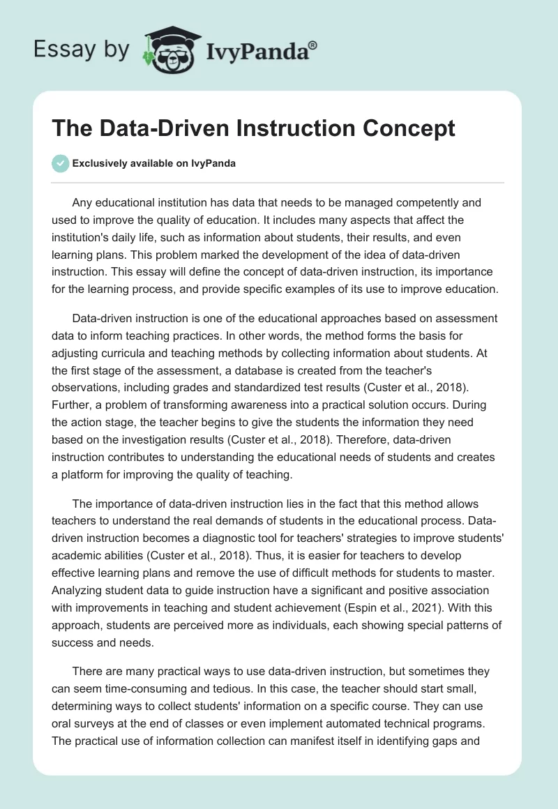 The Data-Driven Instruction Concept. Page 1