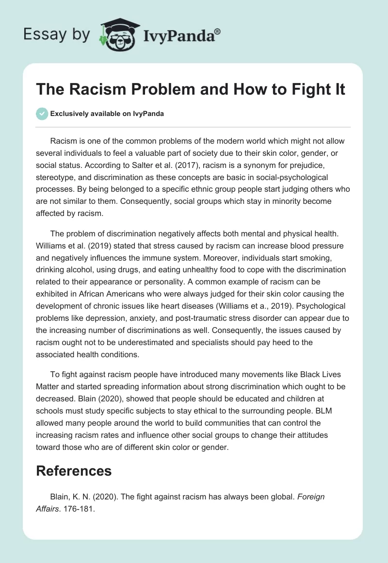 The Racism Problem and How to Fight It. Page 1