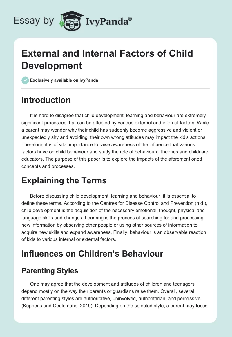 External and Internal Factors of Child Development. Page 1