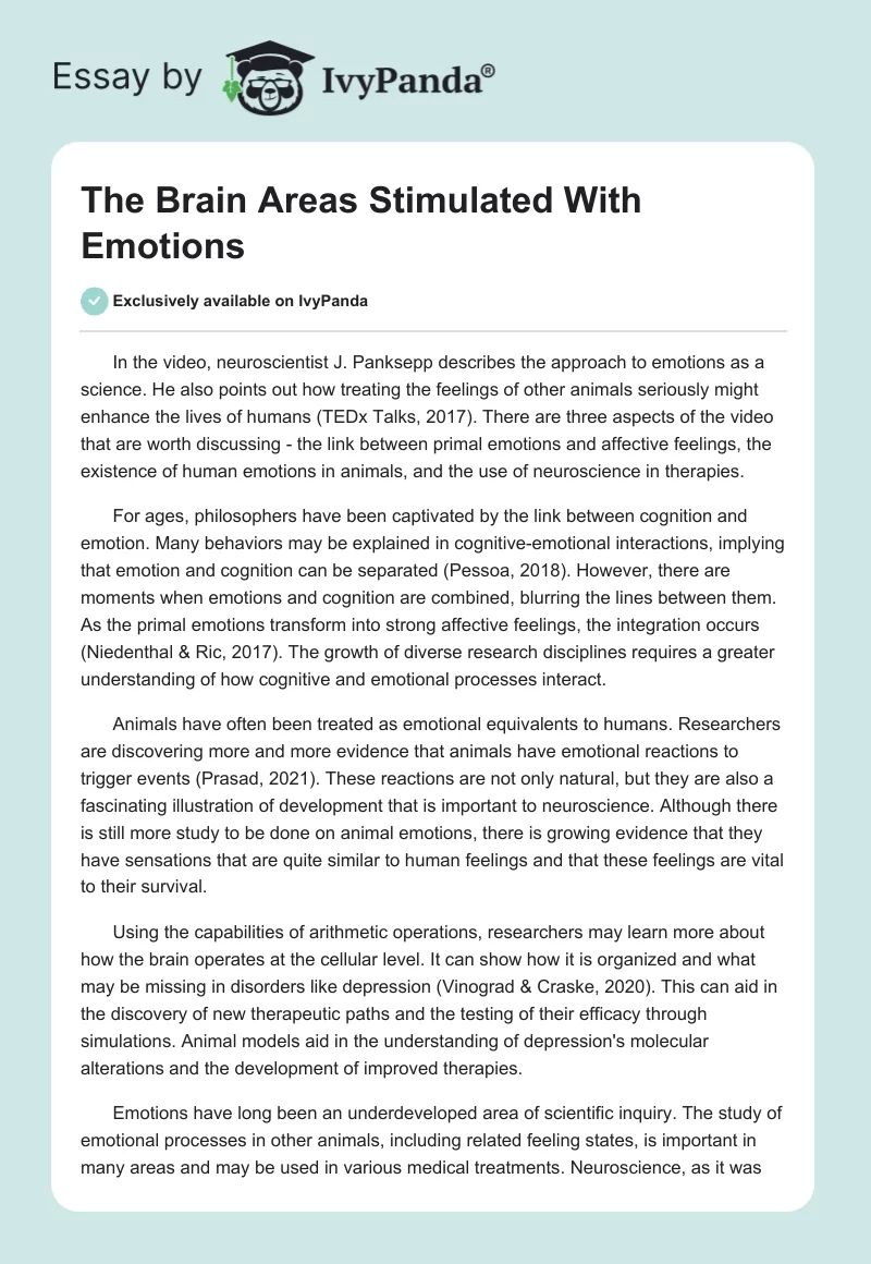 The Brain Areas Stimulated With Emotions. Page 1