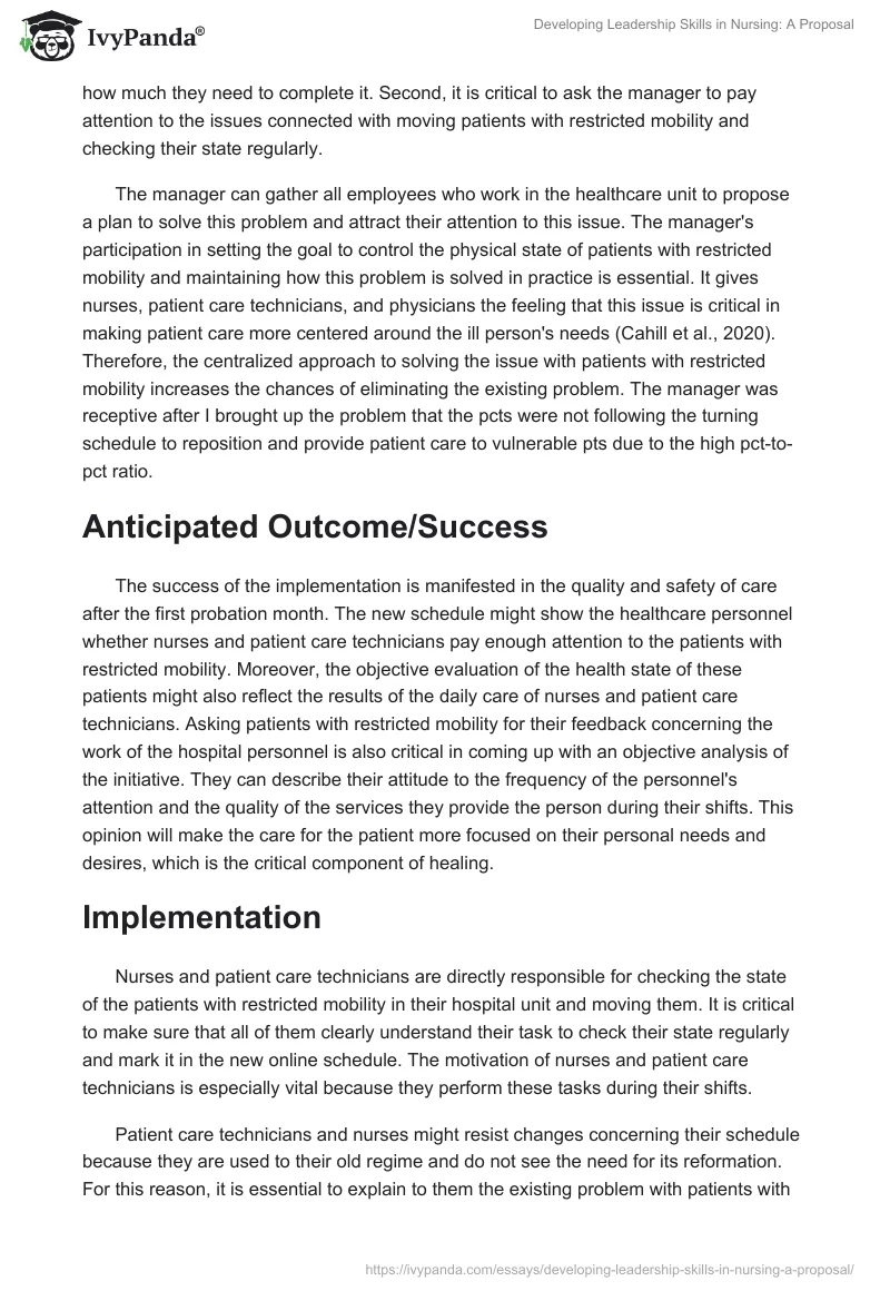 Developing Leadership Skills in Nursing: A Proposal. Page 4