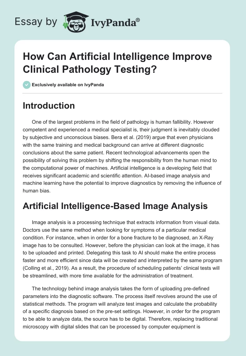How Can Artificial Intelligence Improve Clinical Pathology Testing?. Page 1
