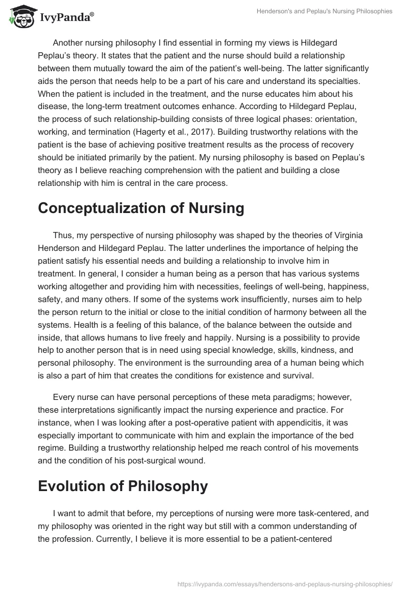 Henderson's and Peplau's Nursing Philosophies. Page 2