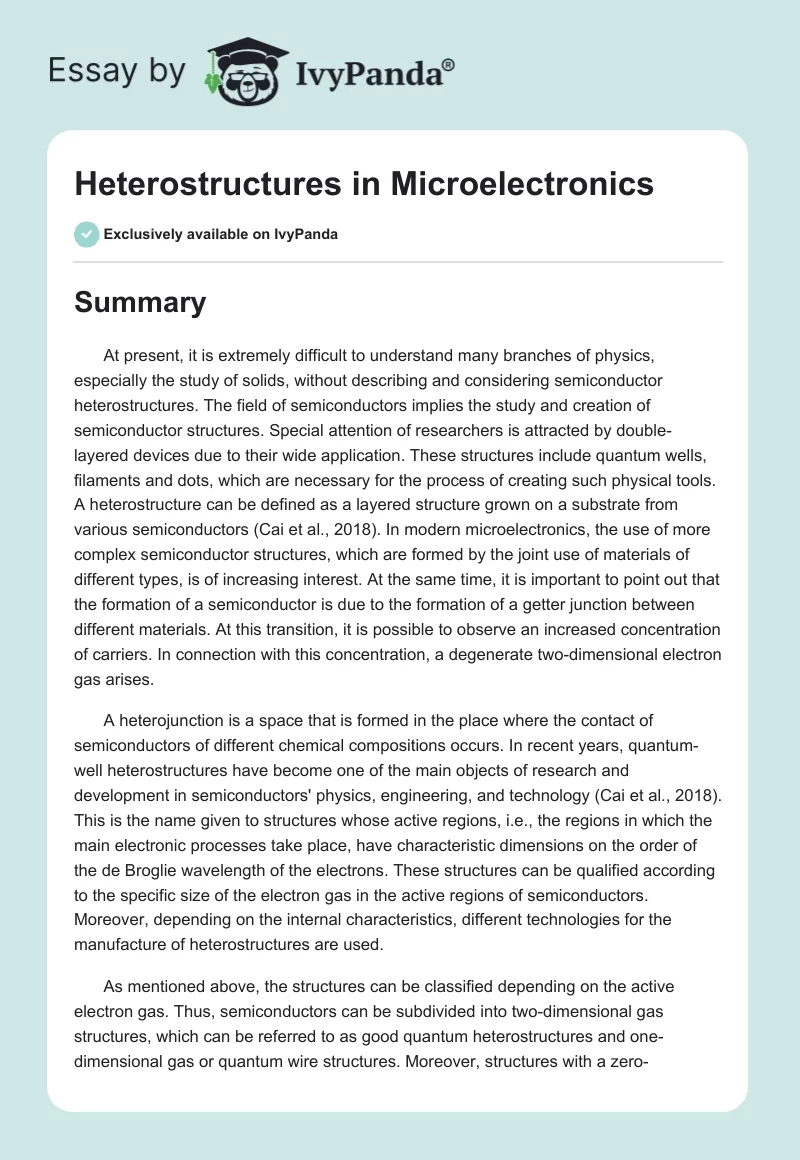 Heterostructures in Microelectronics. Page 1