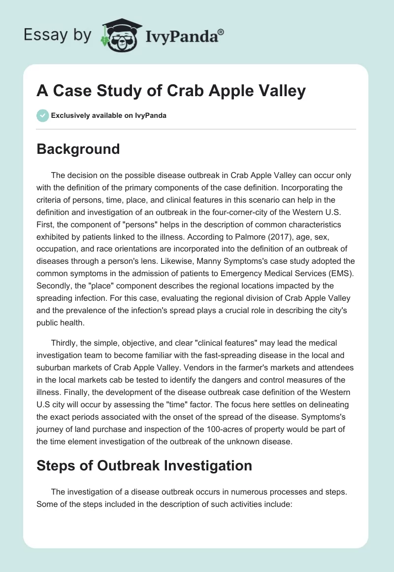 A Case Study of Crab Apple Valley. Page 1