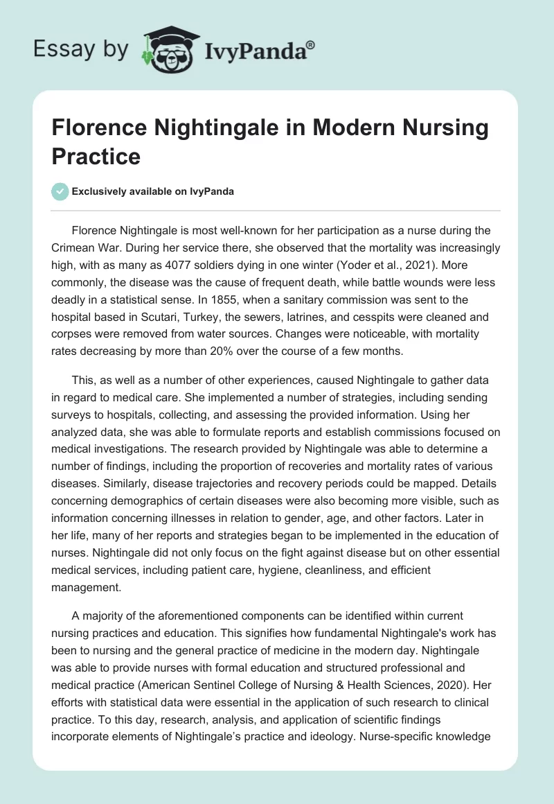 Florence Nightingale in Modern Nursing Practice. Page 1