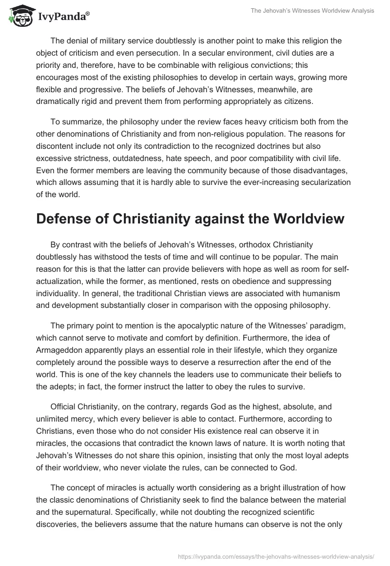 The Jehovah’s Witnesses Worldview Analysis. Page 4