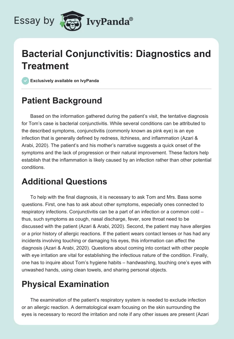 Bacterial Conjunctivitis: Diagnostics and Treatment. Page 1