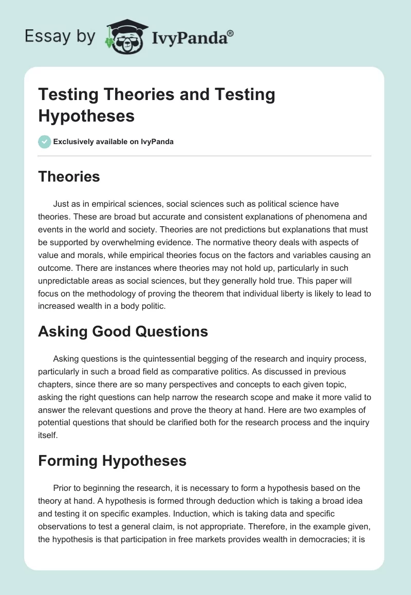 Testing Theories and Testing Hypotheses. Page 1