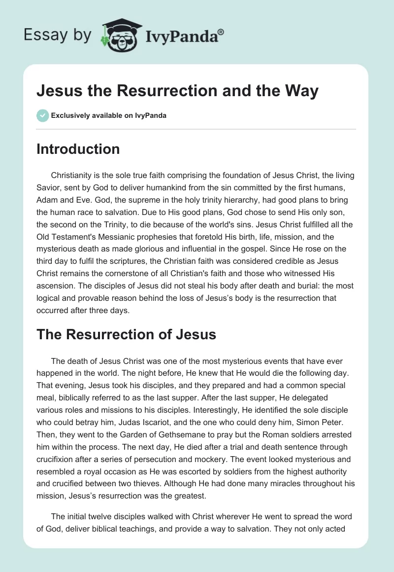 Jesus the Resurrection and the Way. Page 1