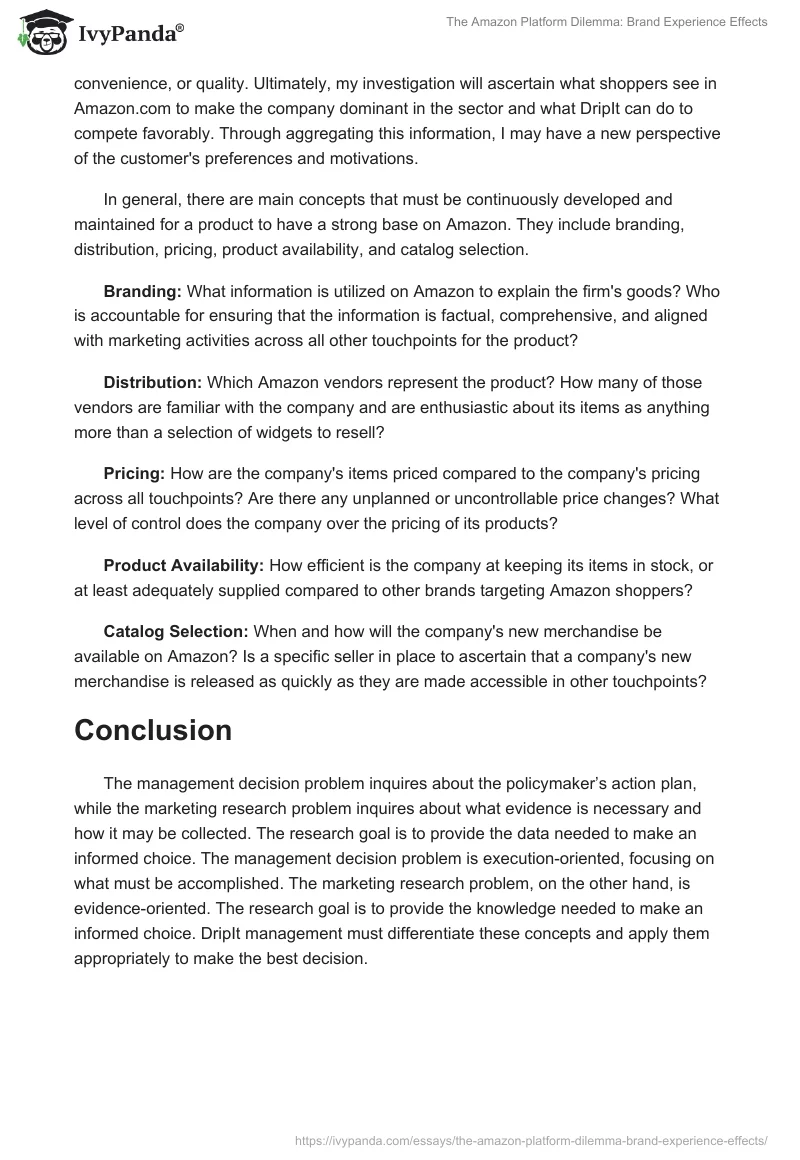 The Amazon Platform Dilemma: Brand Experience Effects. Page 4