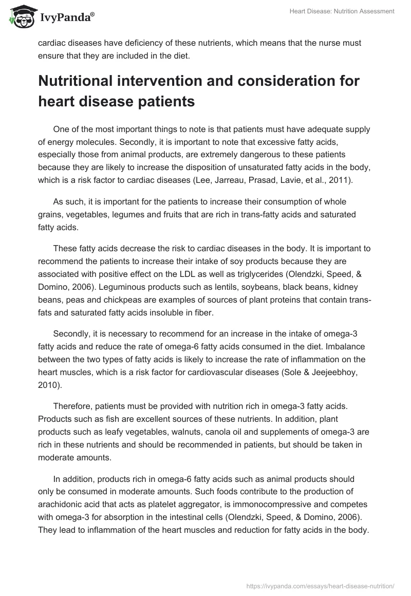 Heart Disease: Nutrition Assessment. Page 2