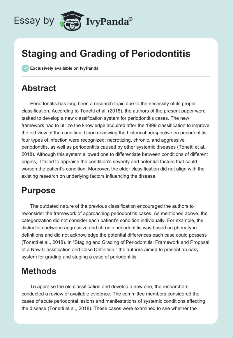 Staging and Grading of Periodontitis. Page 1