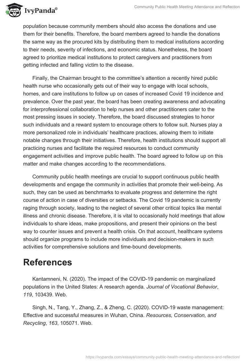 Community Public Health Meeting Attendance and Reflection. Page 3