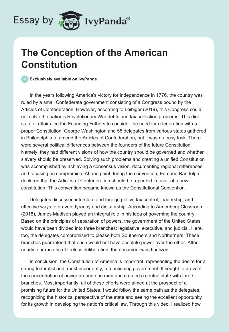 The Conception of the American Constitution. Page 1