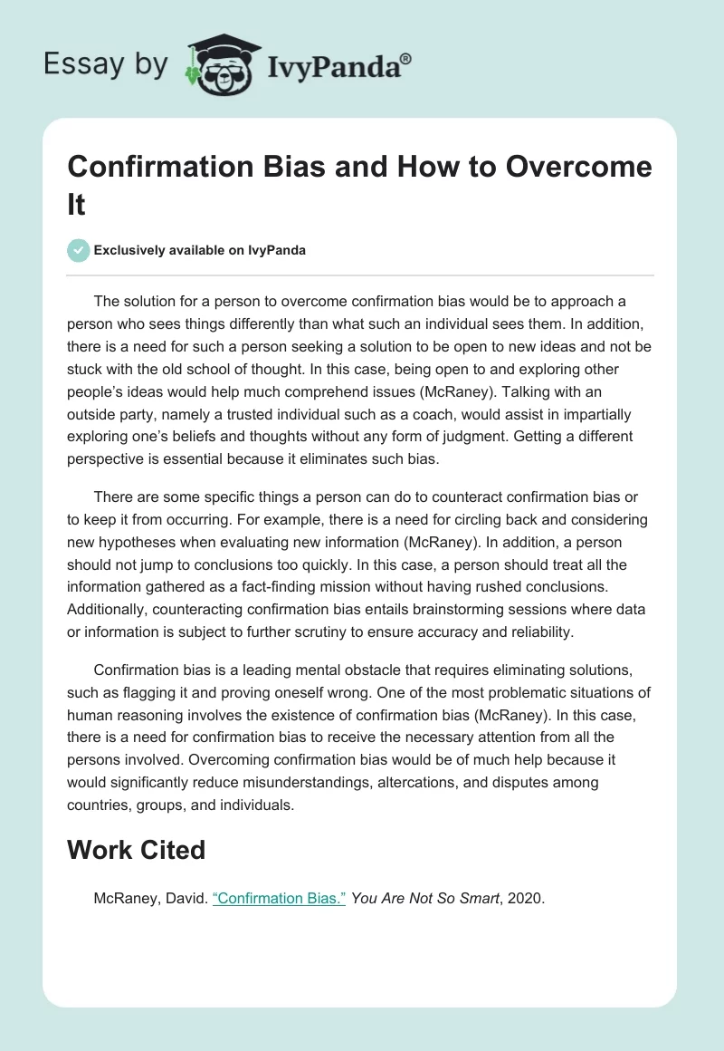 Confirmation Bias and How to Overcome It. Page 1
