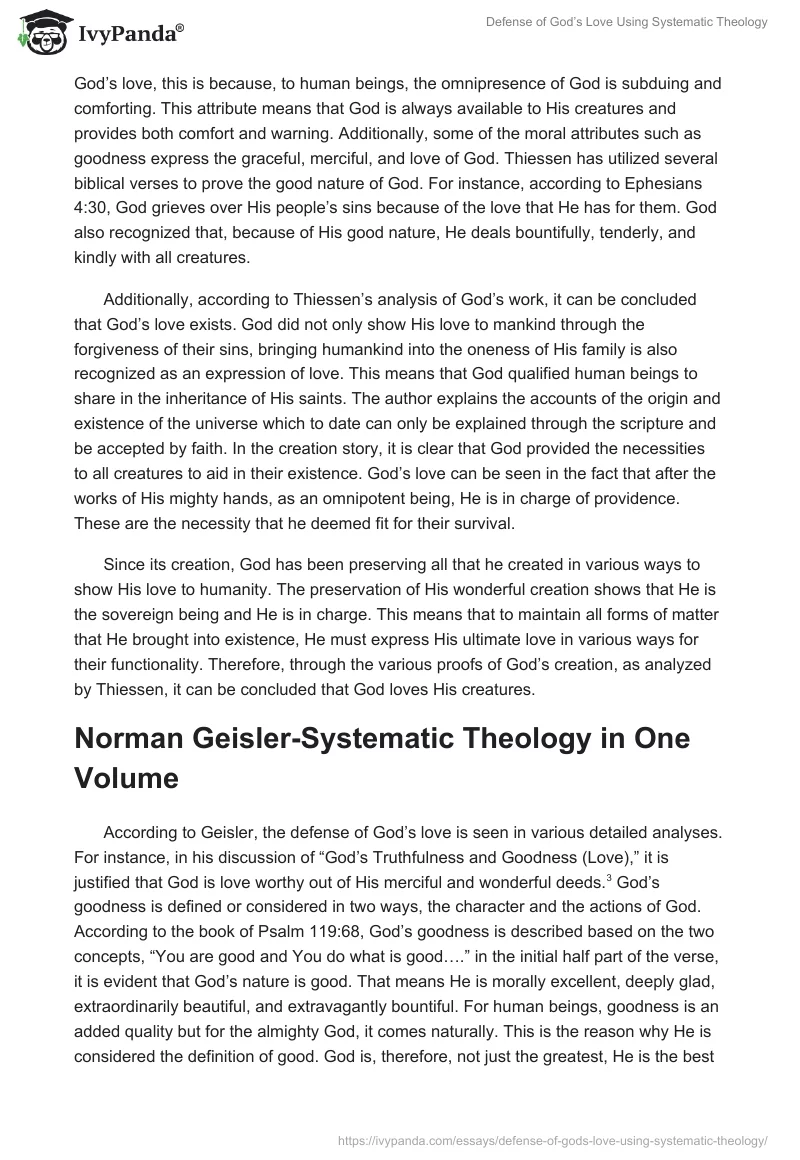 Defense of God’s Love Using Systematic Theology. Page 2