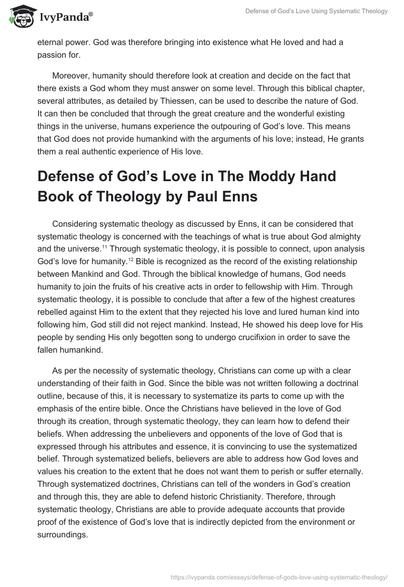 Defense of God’s Love Using Systematic Theology. Page 5