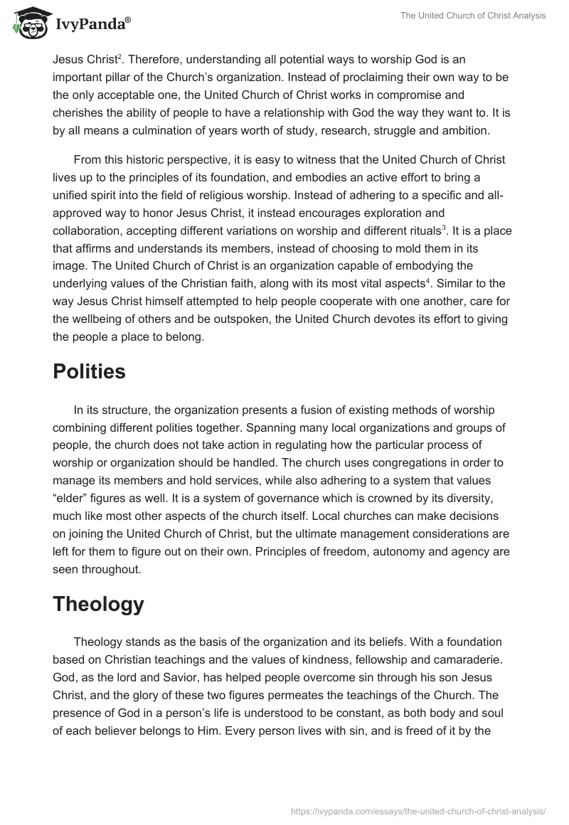 The United Church of Christ Analysis. Page 2