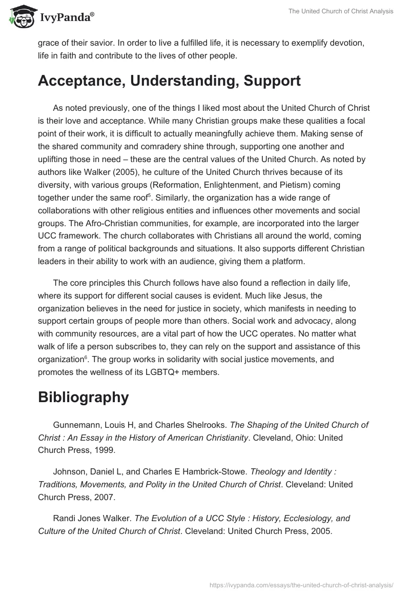 The United Church of Christ Analysis. Page 3