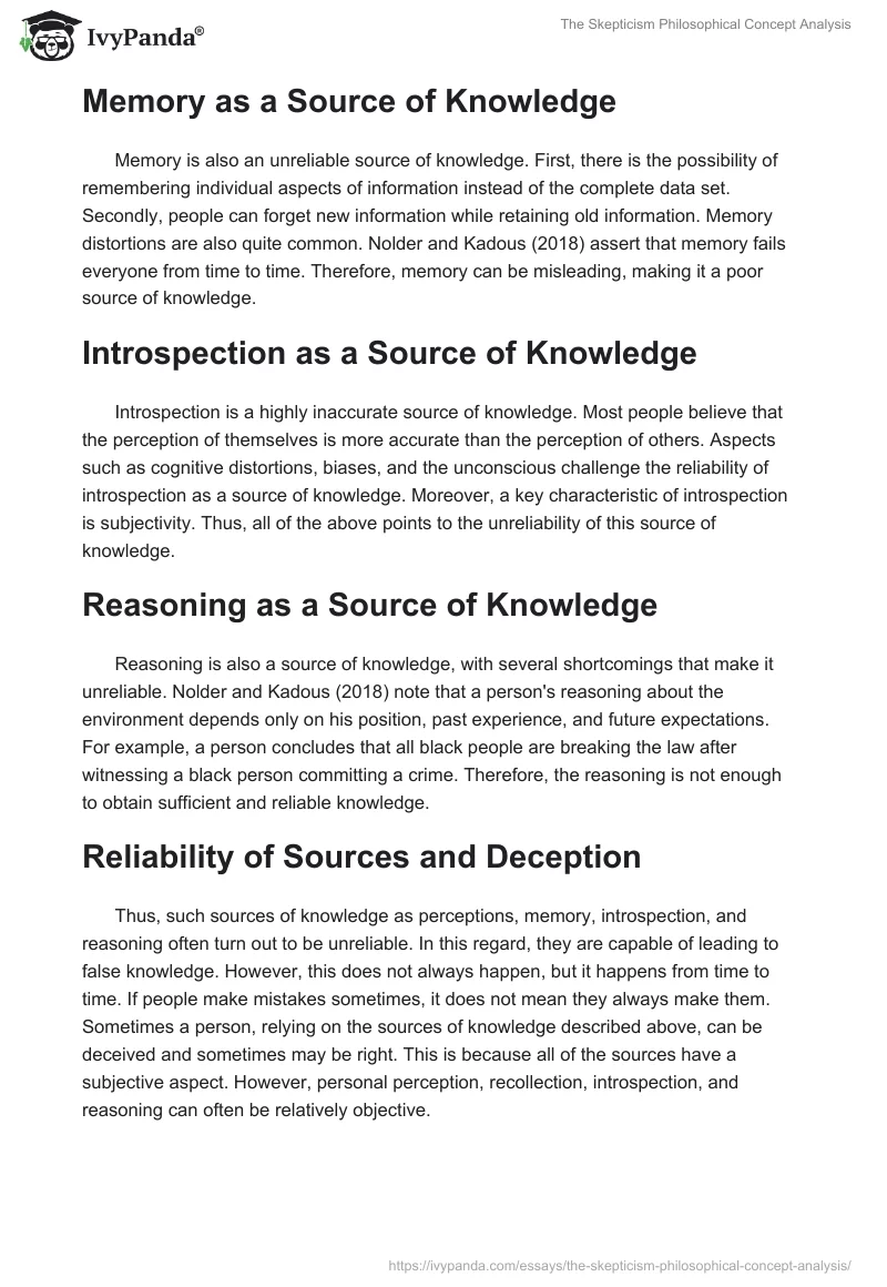 The Skepticism Philosophical Concept Analysis. Page 2