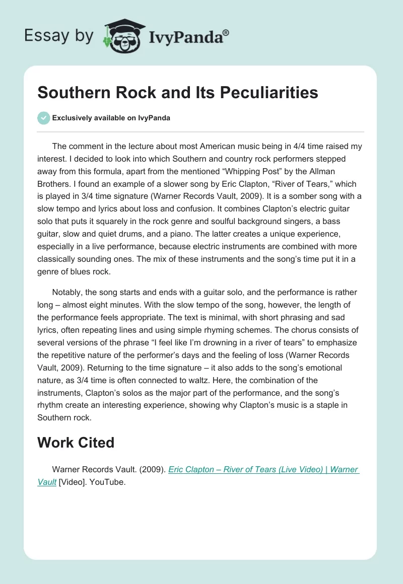 Southern Rock and Its Peculiarities. Page 1