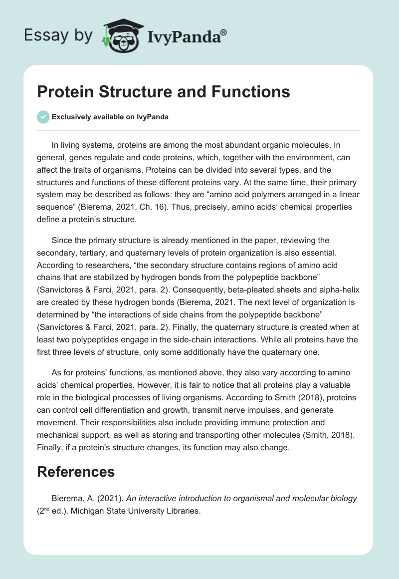Protein Structure and Functions. Page 1