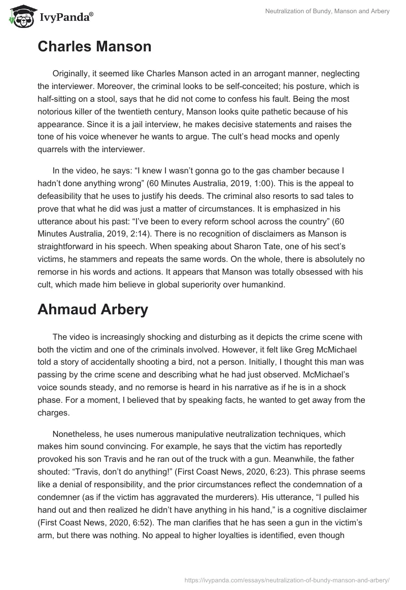 Neutralization of Bundy, Manson and Arbery. Page 2