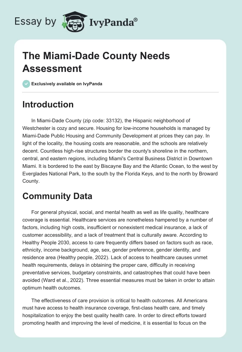 The Miami-Dade County Needs Assessment. Page 1