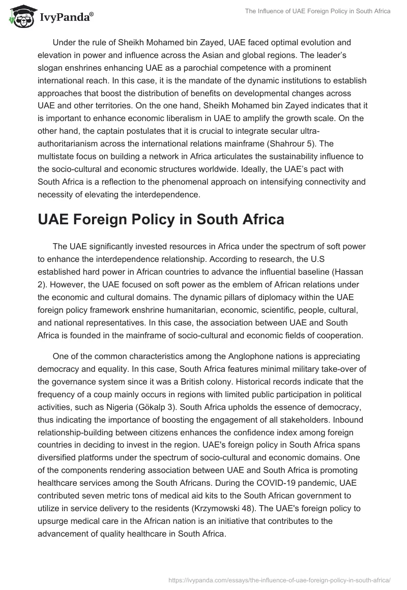 The Influence of UAE Foreign Policy in South Africa. Page 5
