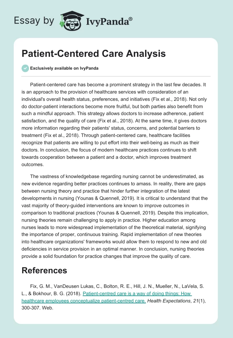 Patient-Centered Care Analysis. Page 1