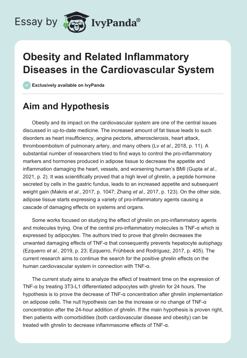 Obesity and Related Inflammatory Diseases in the Cardiovascular System. Page 1