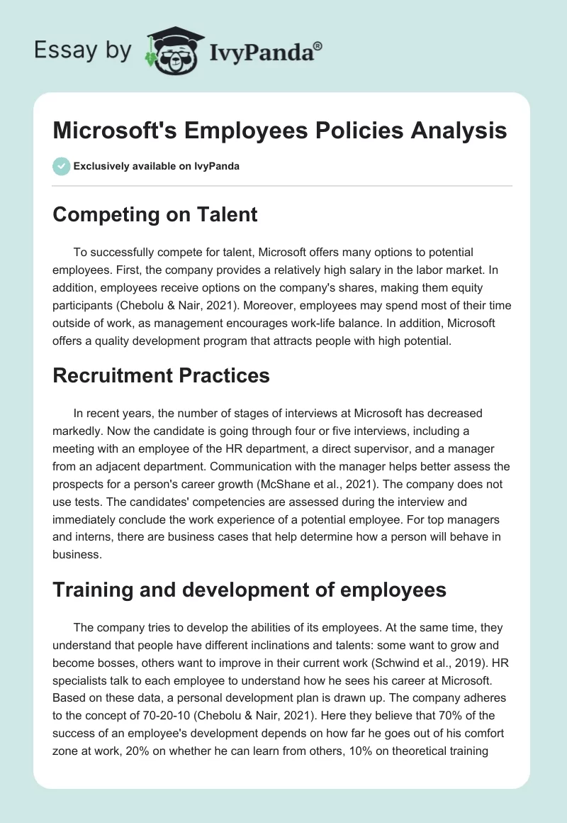Microsoft's Employees Policies Analysis. Page 1