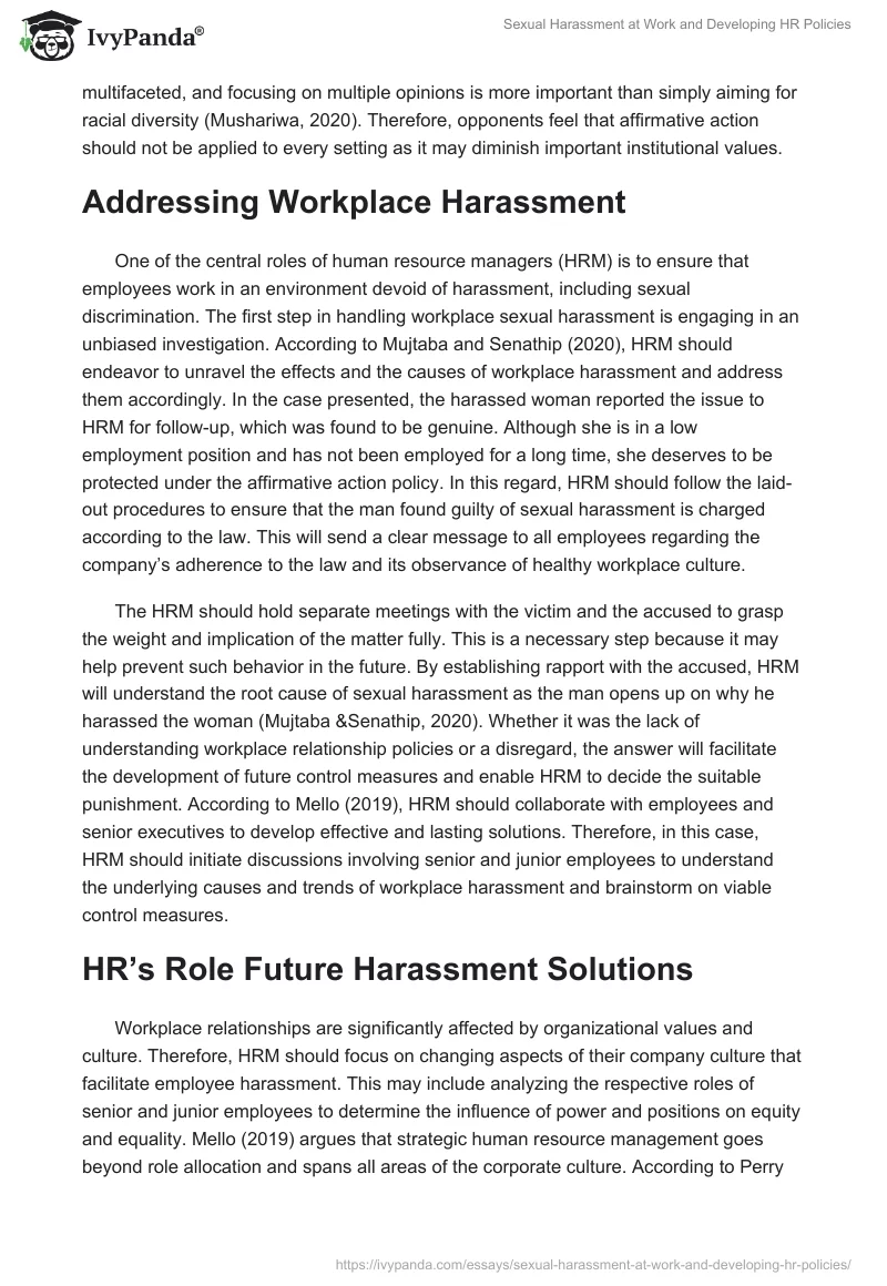 Sexual Harassment at Work and Developing HR Policies. Page 3
