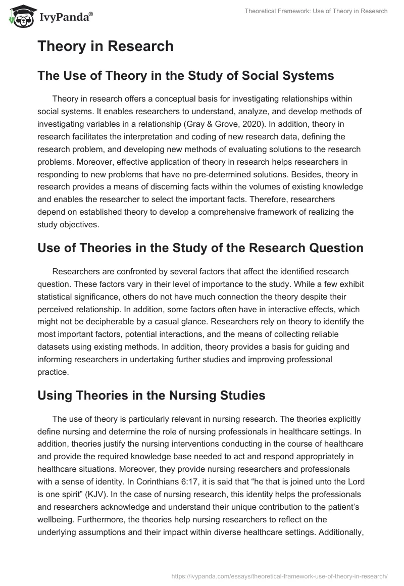 Theoretical Framework: Use of Theory in Research. Page 2