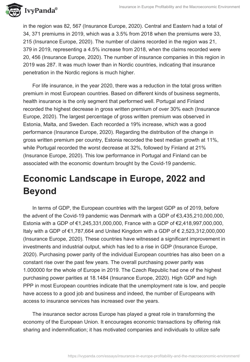 Insurance in Europe Profitability and the Macroeconomic Environment. Page 2
