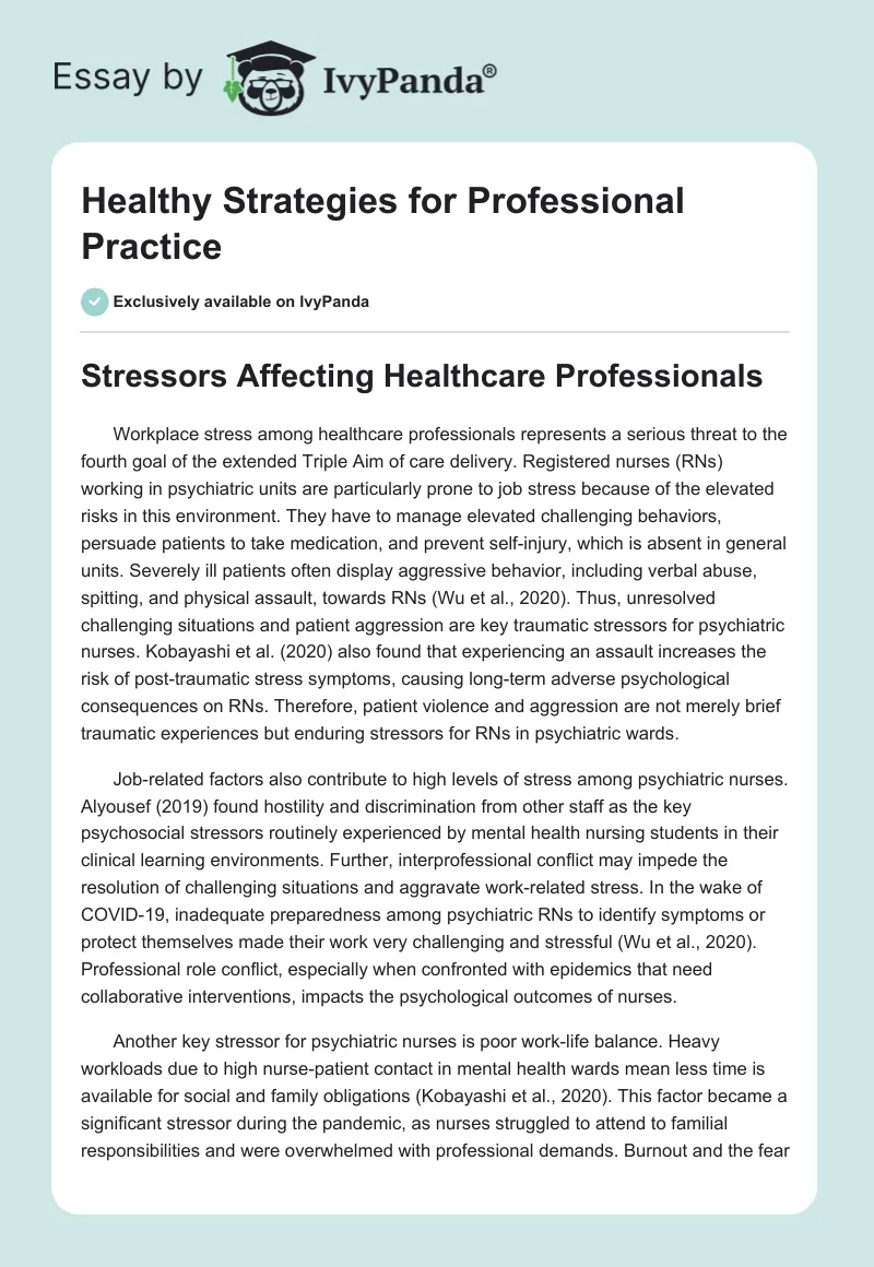 Healthy Strategies for Professional Practice. Page 1