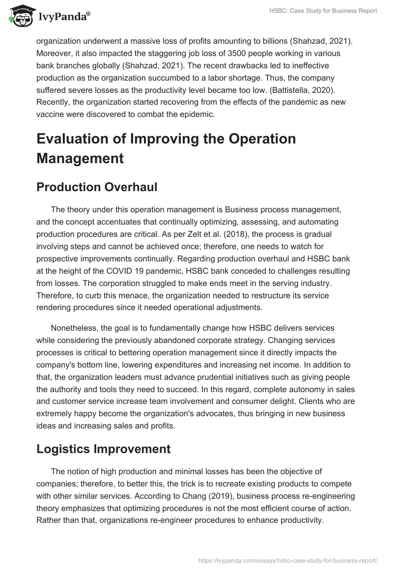HSBC: Case Study for Business Report. Page 4