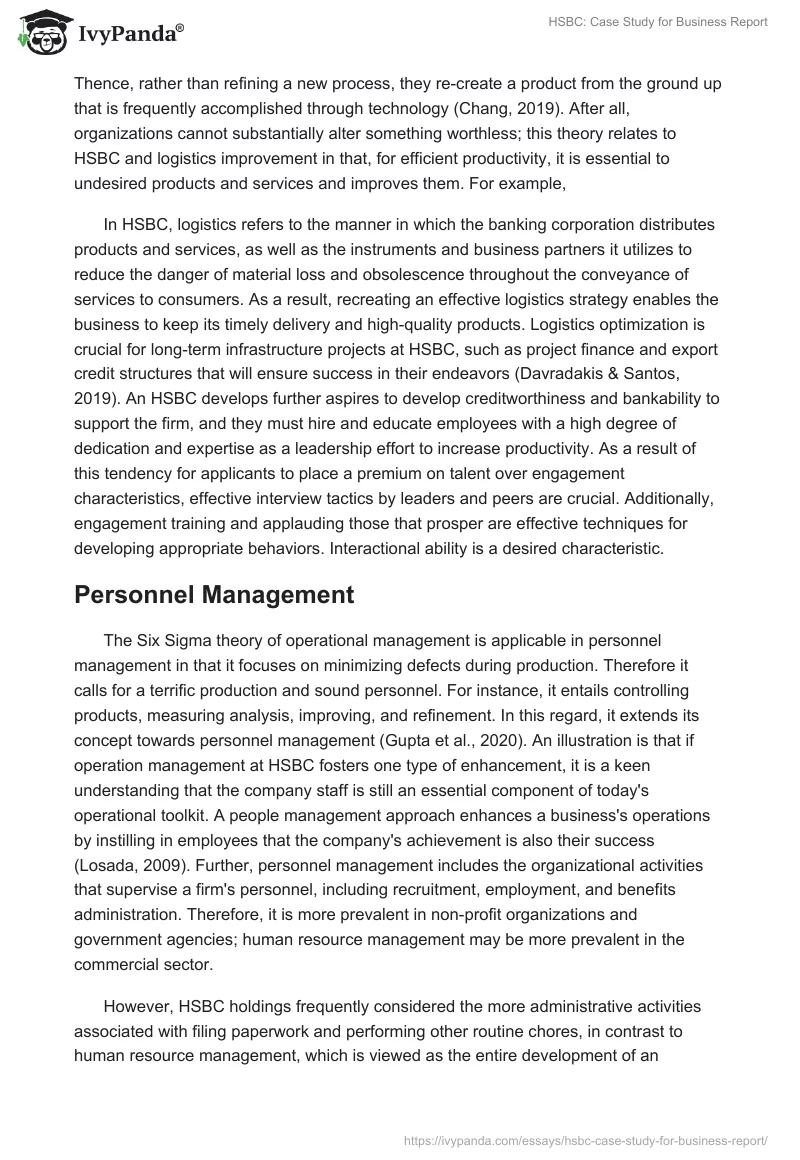 HSBC: Case Study for Business Report. Page 5