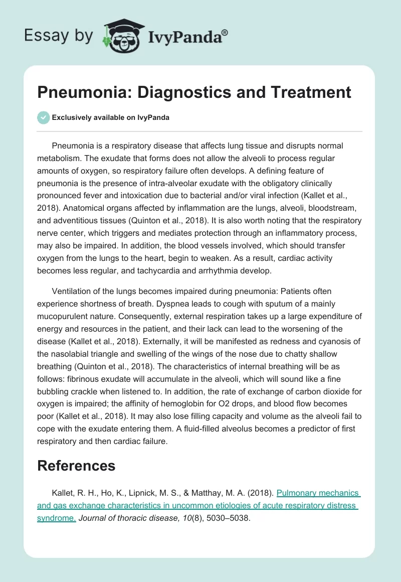Pneumonia: Diagnostics and Treatment. Page 1