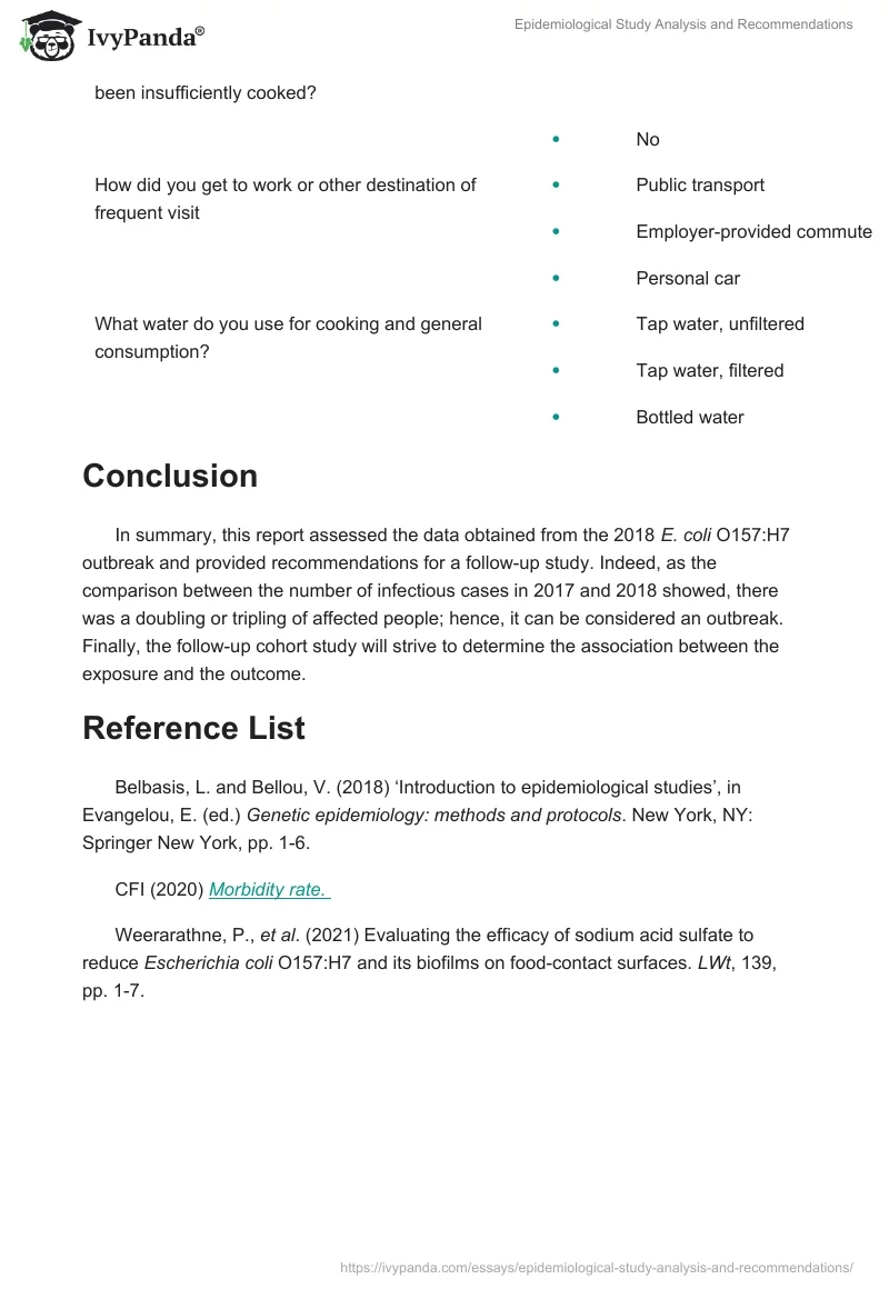 Epidemiological Study Analysis and Recommendations. Page 4