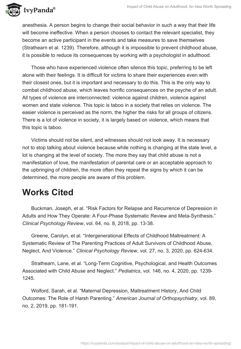 Impact of Child Abuse on Adulthood: An Idea Worth Spreading. Page 3